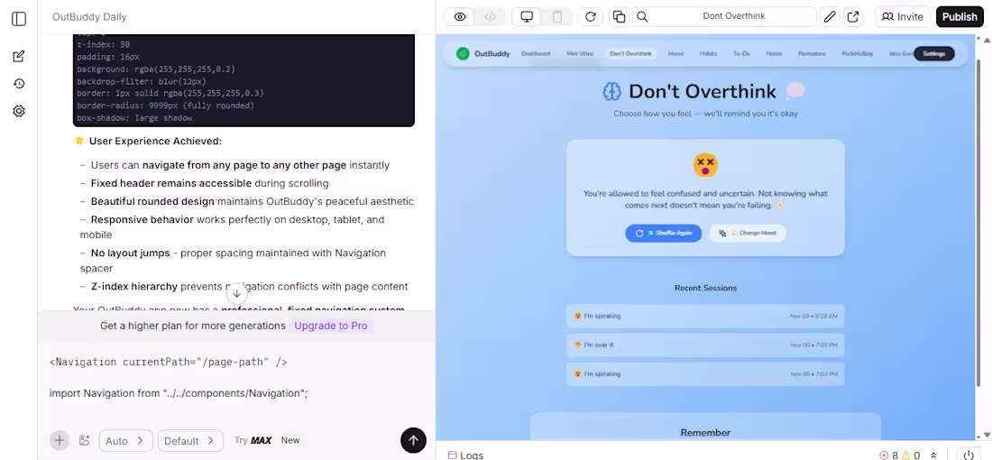Cover image for OutBuddy is a mindful productivity web app I built in one ho...