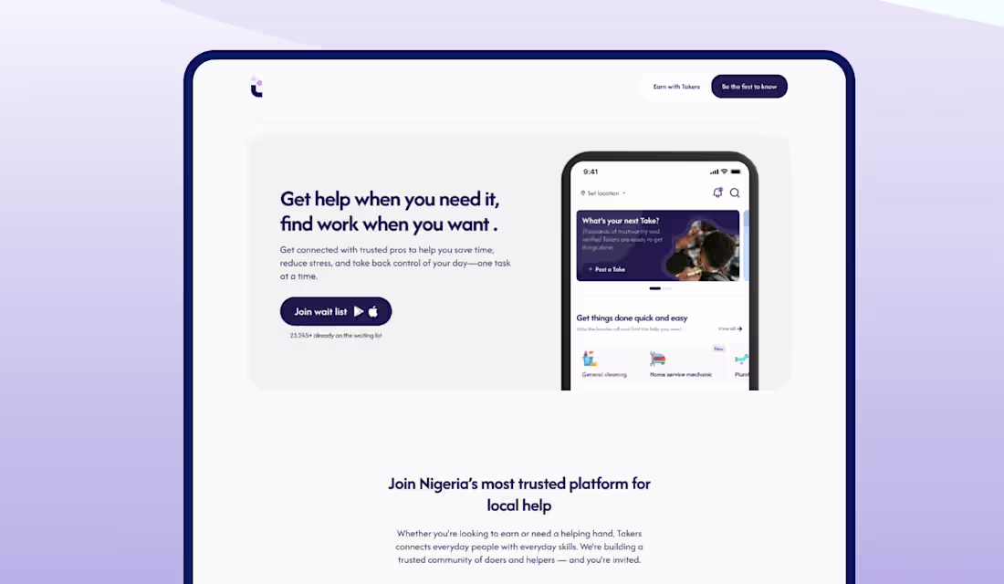 Cover image for Takers  Marketing Landing Page