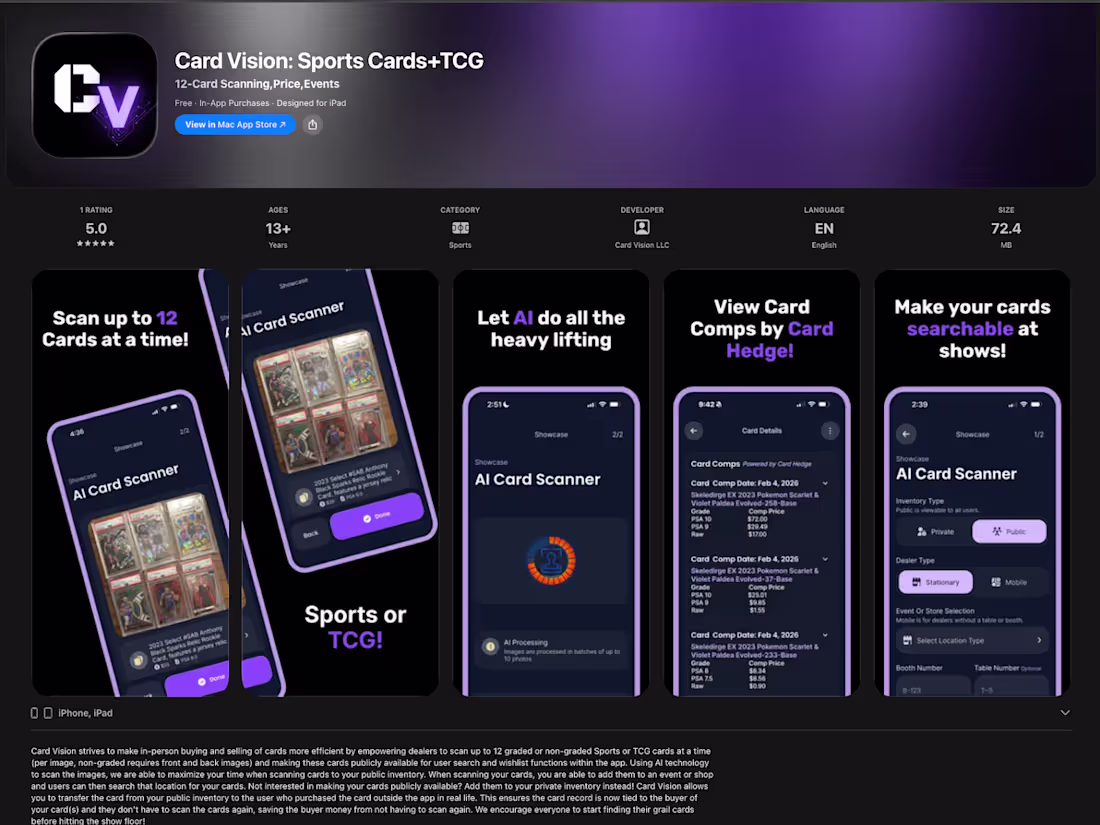 Cover image for Card Vision: AI-Powered Bulk Scanning App for Sports Cards