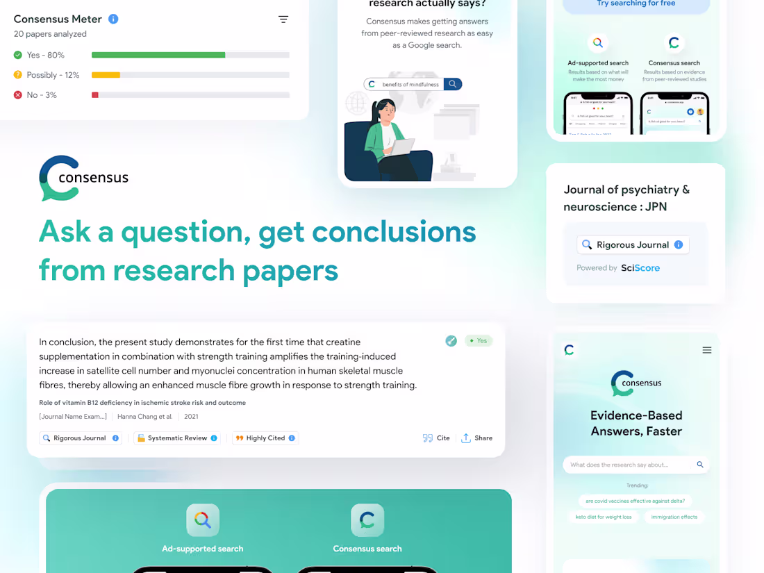 Cover image for Consensus - AI research tool