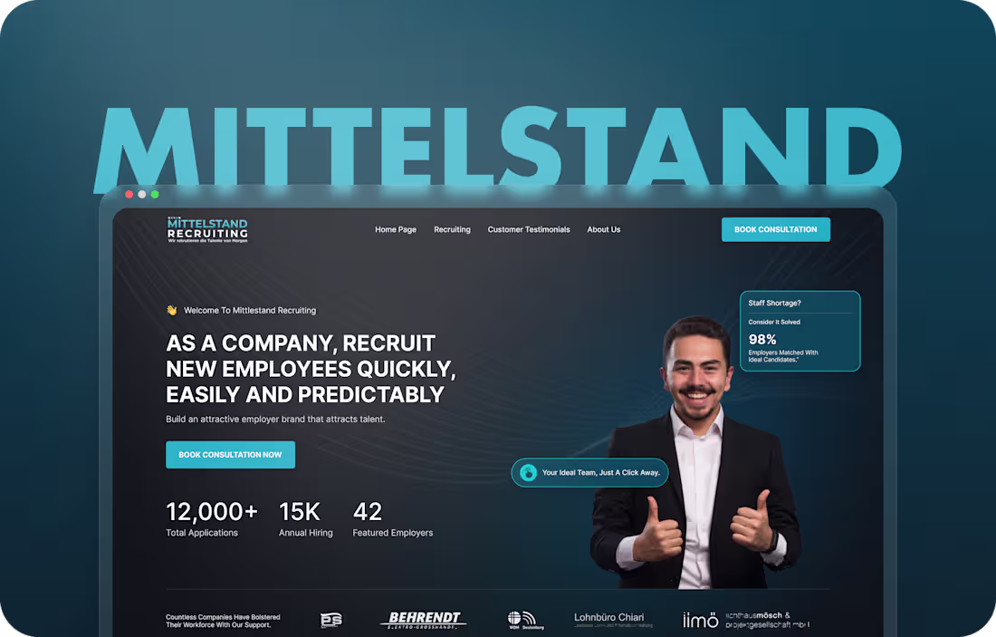 Cover image for Recruiting Solutions Website UI Design