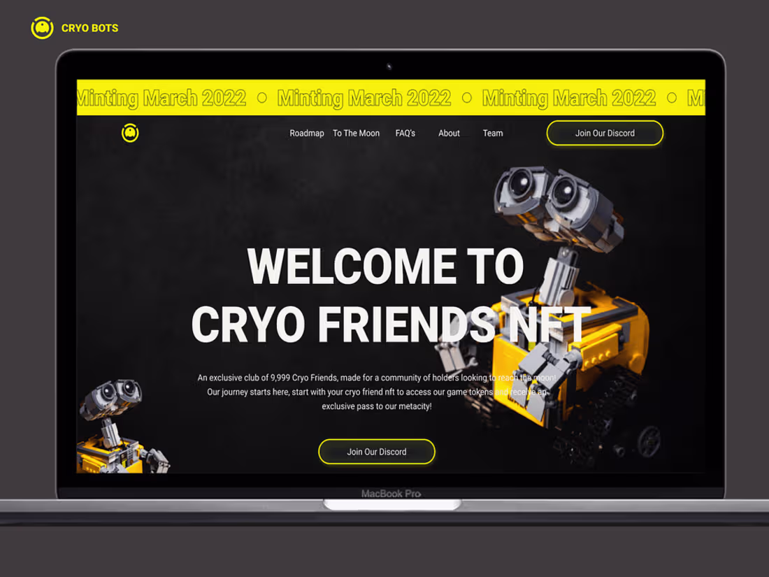 Cover image for Cryo Bot Friends NFT Website Design