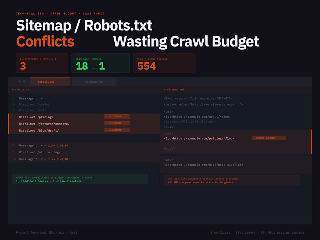 Cover image for Sitemap/Robots.txt Conflicts Wasting Crawl Budget