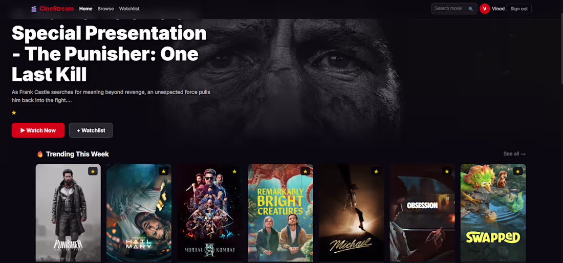 Cover image for CineStream – Full Stack Movie