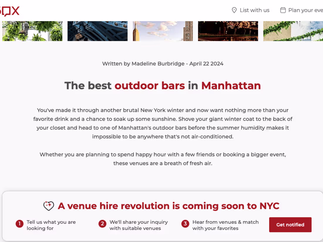 Cover image for Copywriting for Listicles of NYC Venues