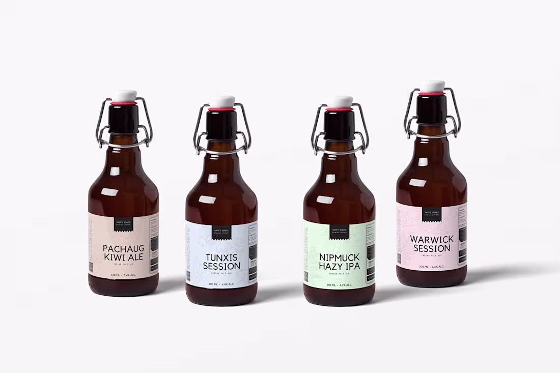Cover image for Happy Bones Brewing Co Branding & Packaging on Behance