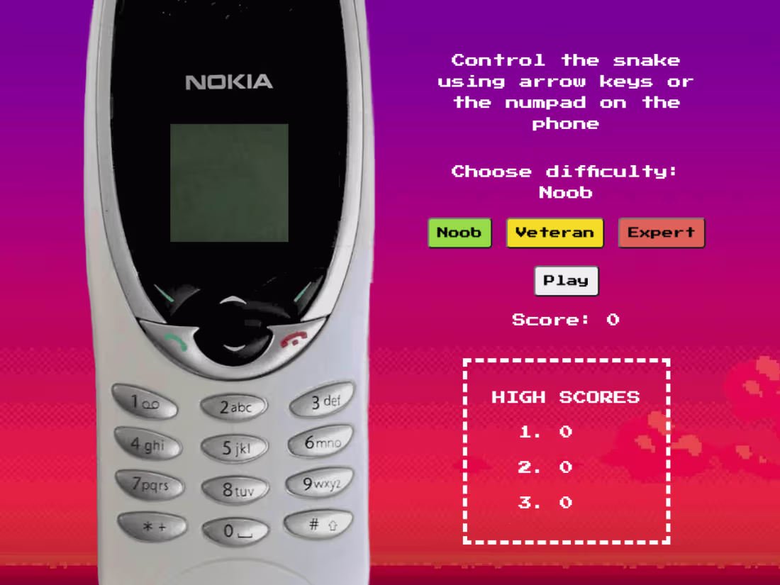 Cover image for Nokia 8210 Snake - Web Game
