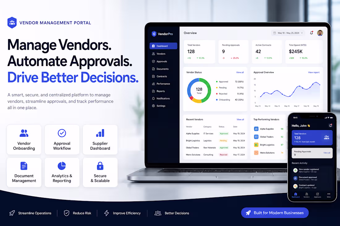 Cover image for Custom Vendor Management Portal with Approval Workflow & Ana...