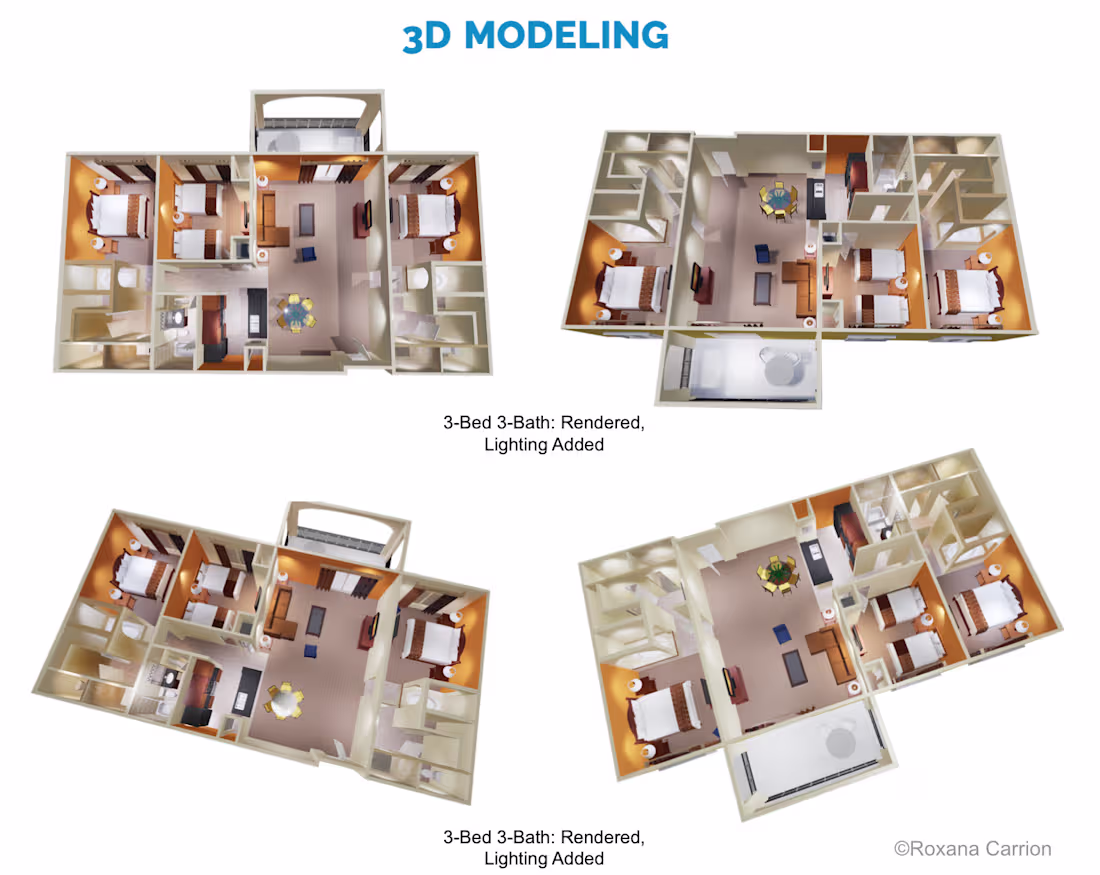Cover image for 3D Image of a whole floor plan for your rental or space