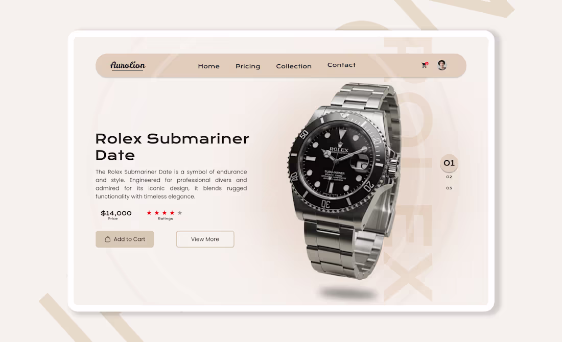 Cover image for AURELION Desktop UI Prototype – Luxury Watch Brand