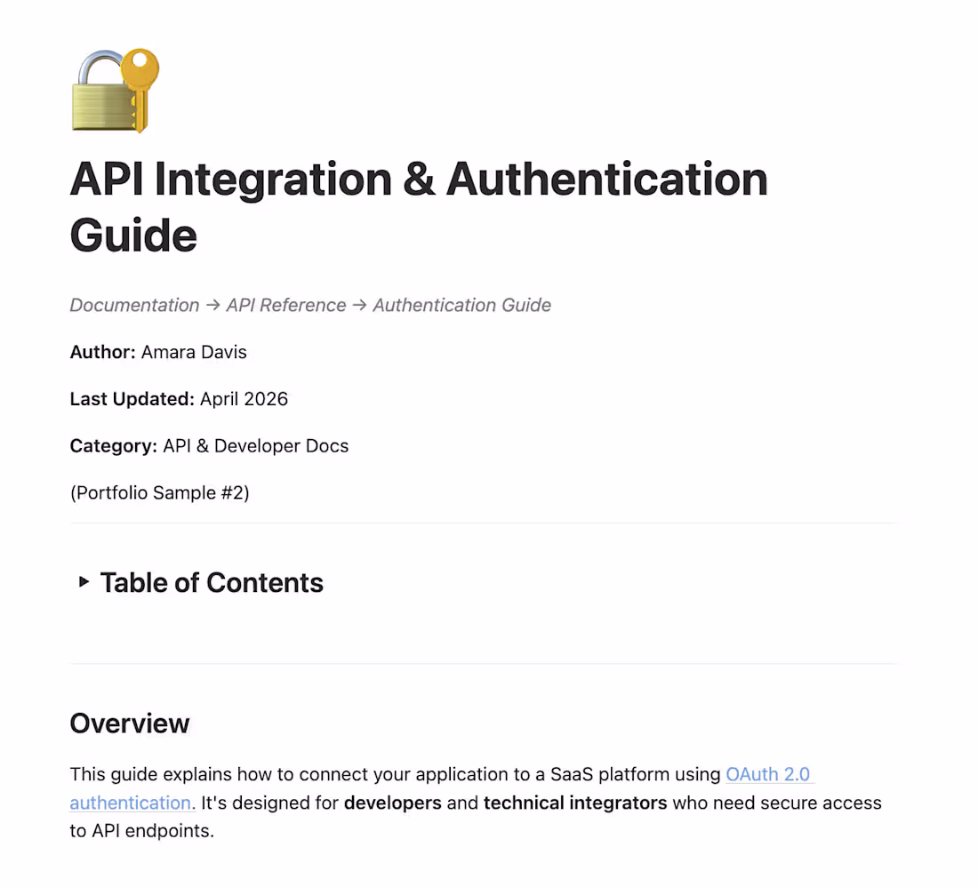 Cover image for Example Documentation for API Integration