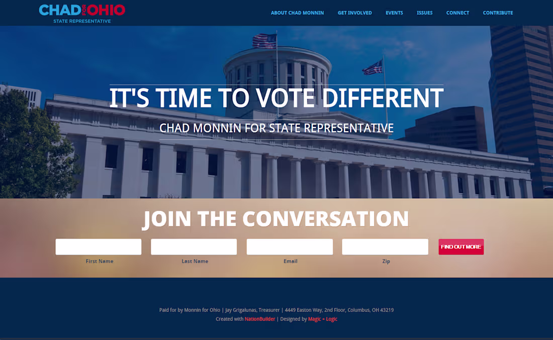 Cover image for NationBuilder website for a political