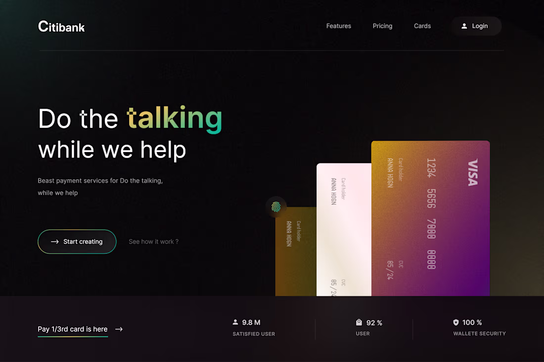 Cover image for Expert Banking Website Landing Page Design Services