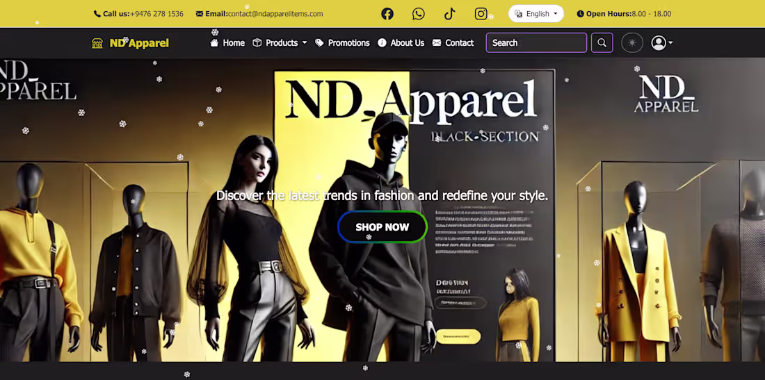 Cover image for ND Apparel is a custom-developed