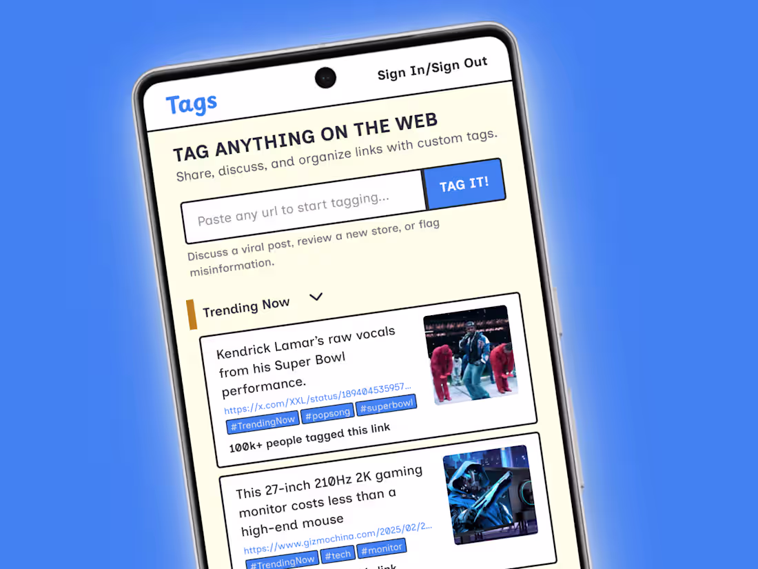 Cover image for Tags: The Social Hub for Curating & Debating Online Content