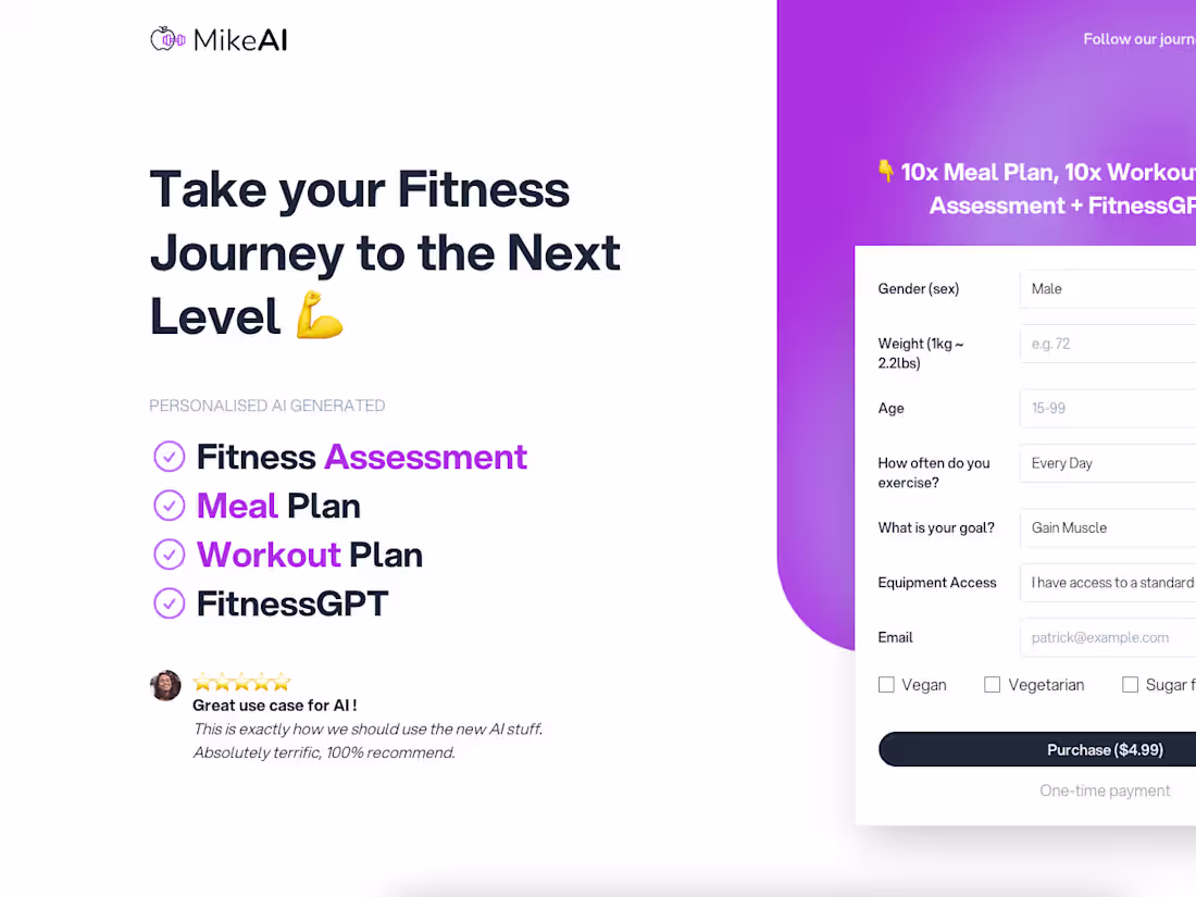 Cover image for AI Fitness Coach SaaS | mikeai.co