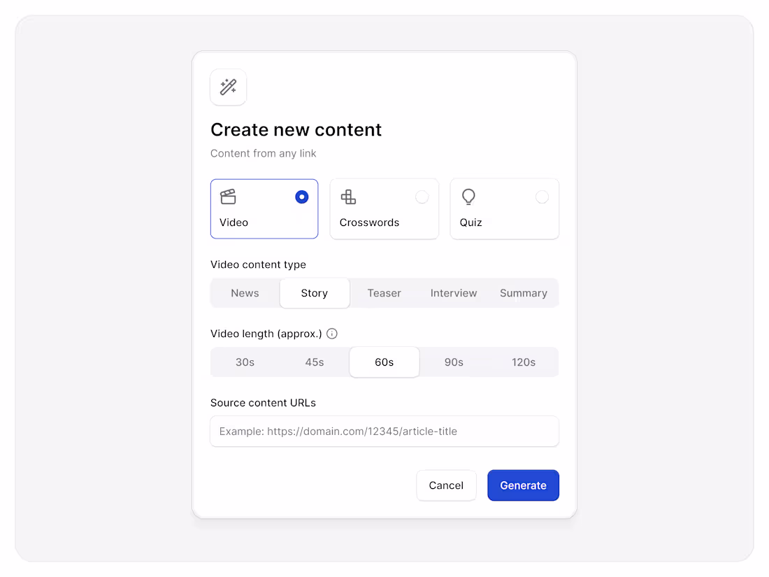 Cover image for Interactive content modal for turning any article into a vid...
