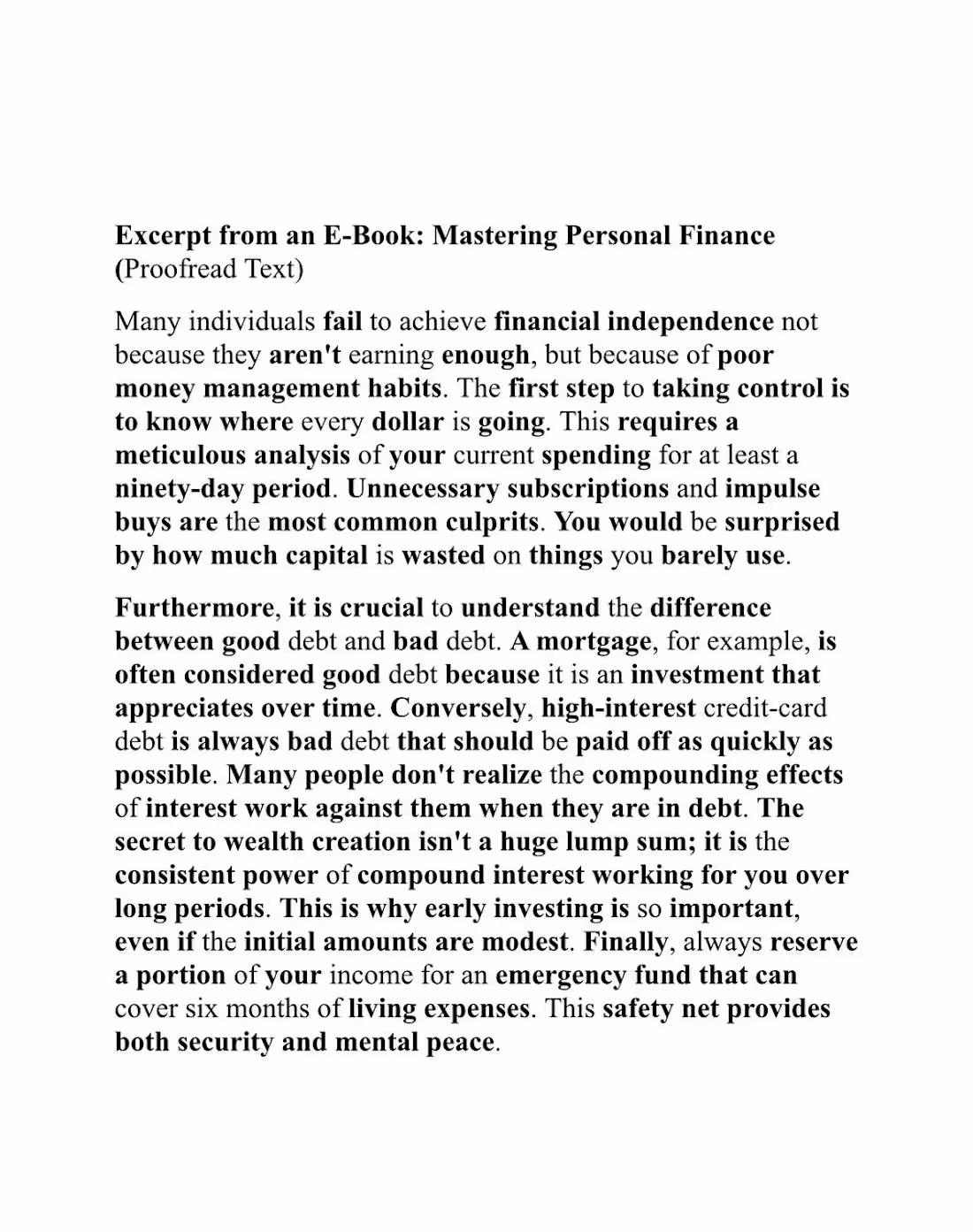 Cover image for Comprehensive editing and proofreading of a long excerpt fro...