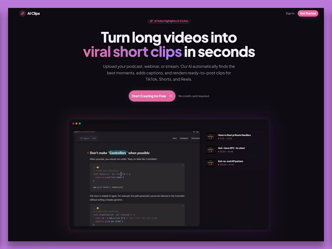 Cover image for AI Video Highlights: Clips, Captions, and AI Chat