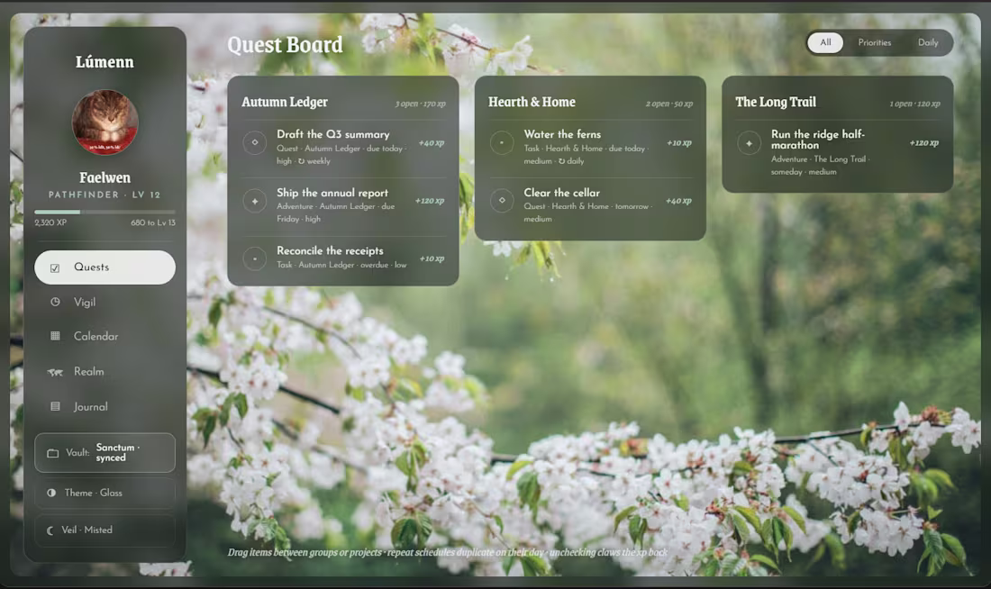 Cover image for Productivity app fantasy themed under