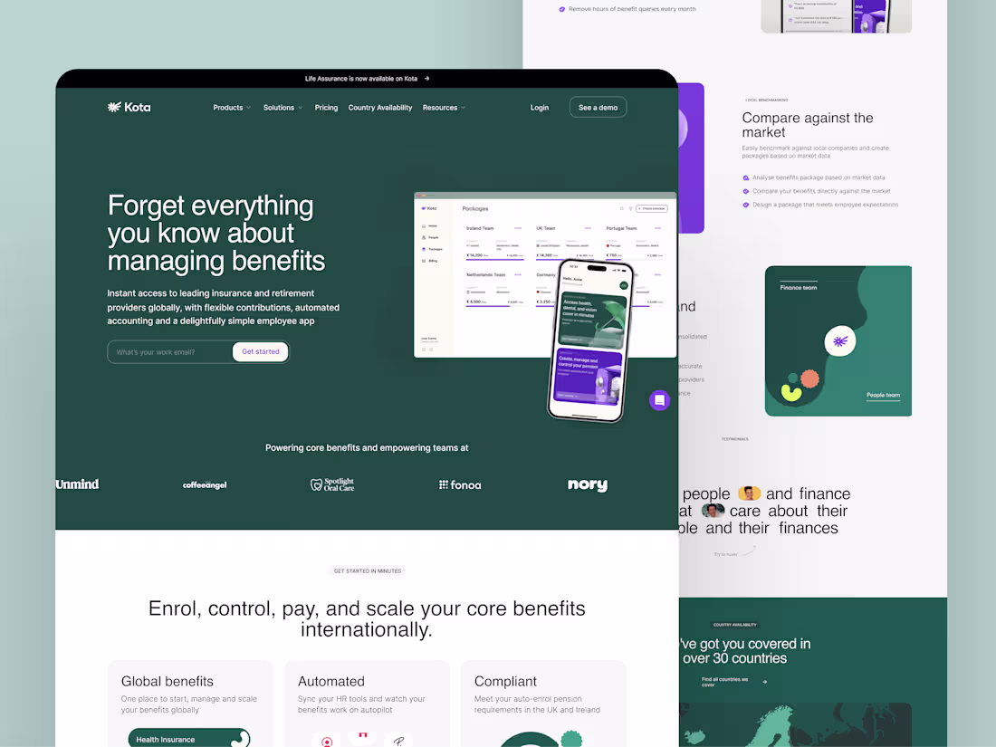 Cover image for Kota - Landing Page UI Design
