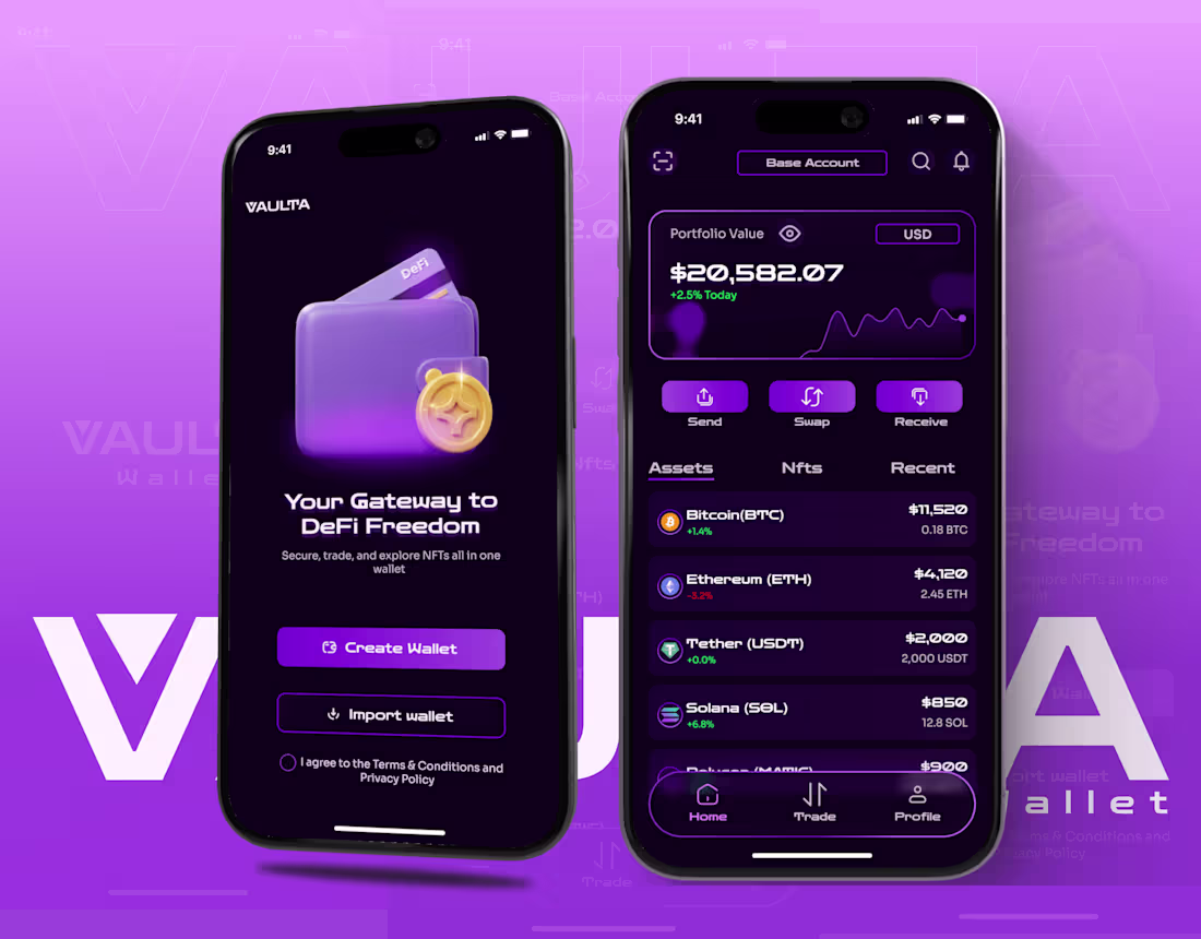Cover image for Defi Wallet Mobile App Design - Web 3 | Blockchain