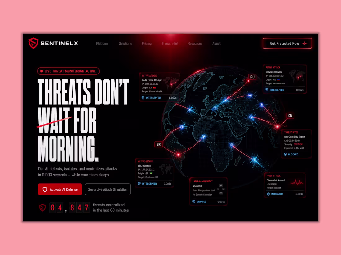 Cover image for Cybersecurity Threat Monitoring Landing Page