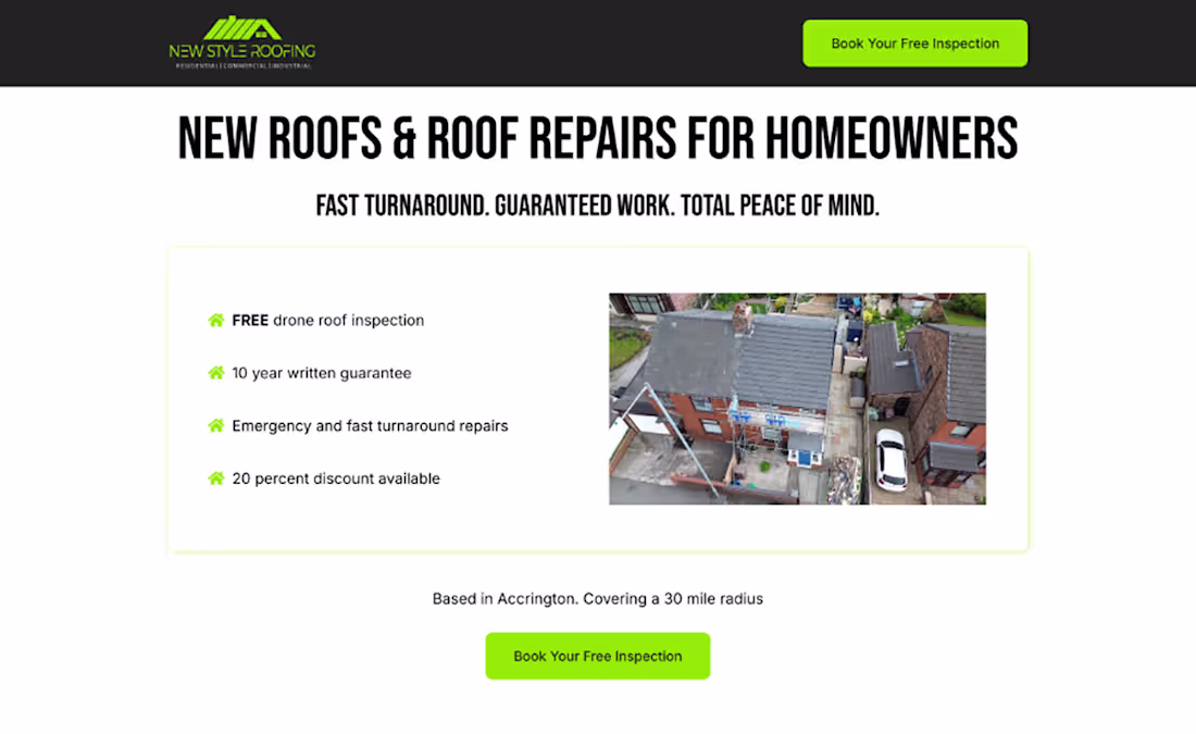 Cover image for Roofing funnel buildout to get more leads to book an inspect...