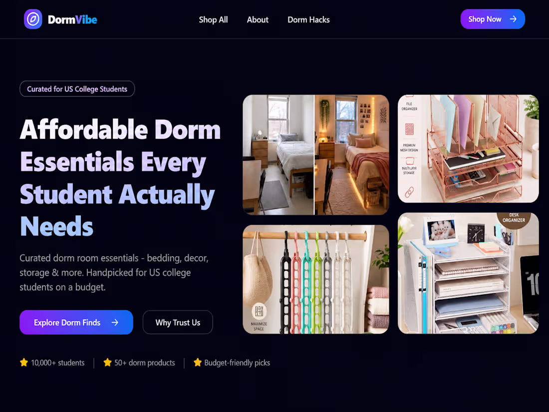 Cover image for DormVibe — E-commerce affiliate site