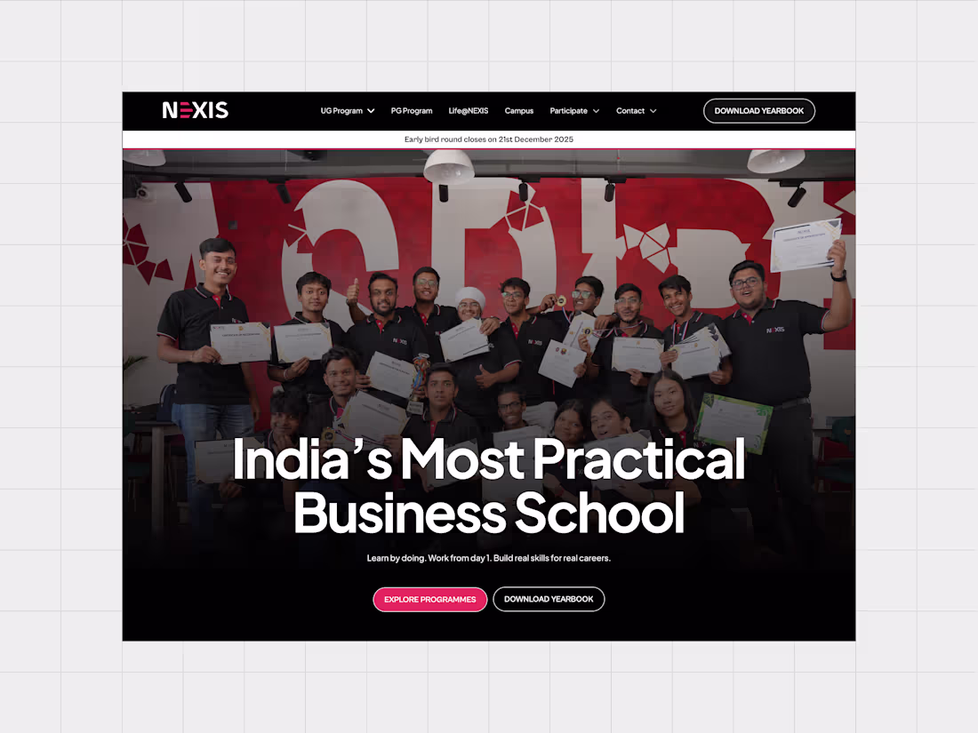 Cover image for Website for Nexis School of Business