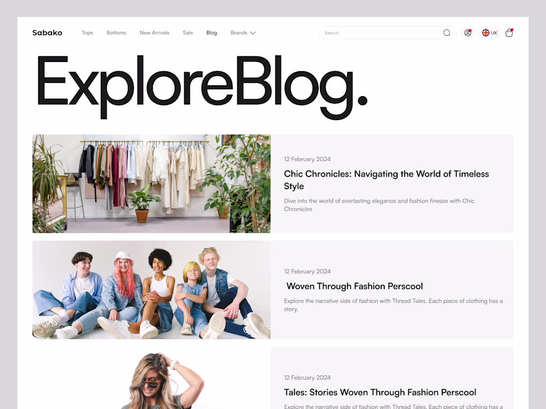 Cover image for Fashion Blog Screen
