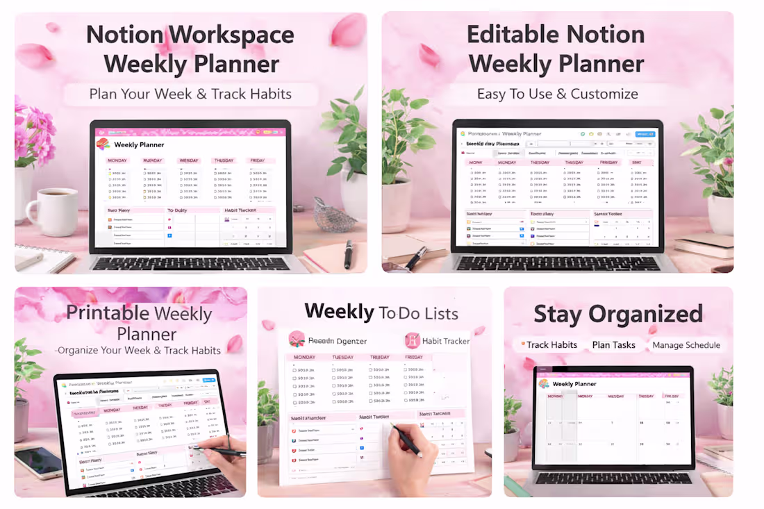 Cover image for Notion Aesthetic Weekly Planner Template