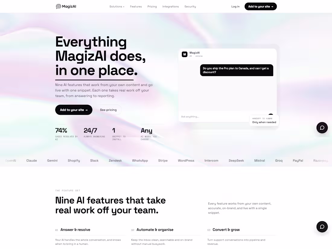 Cover image for MagizAI.com,  AI Live-Chat &