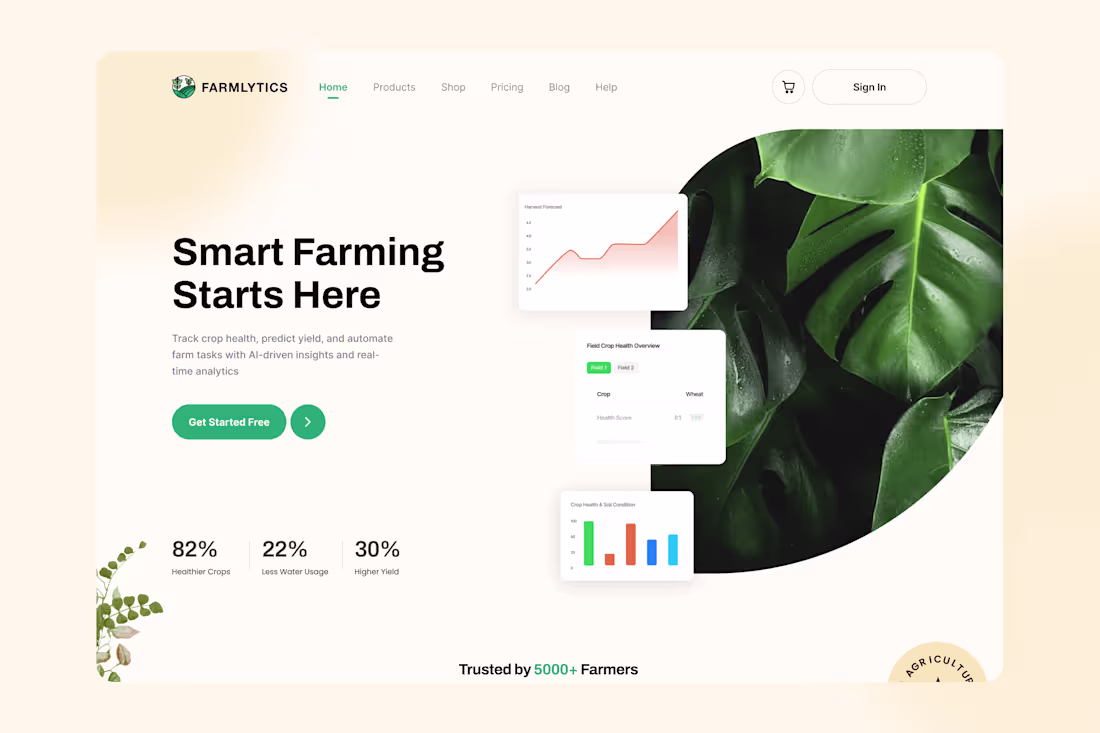 Cover image for Agritech : Farm app landing screen