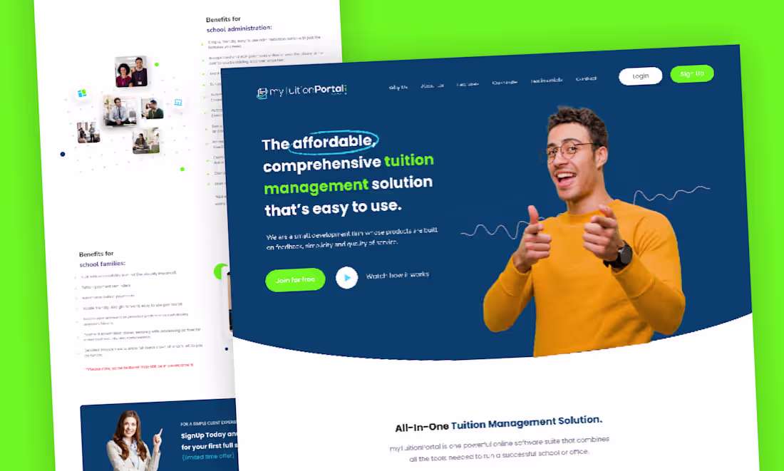 Cover image for #LANDINGPAGE design for MY TUITION PORTAL