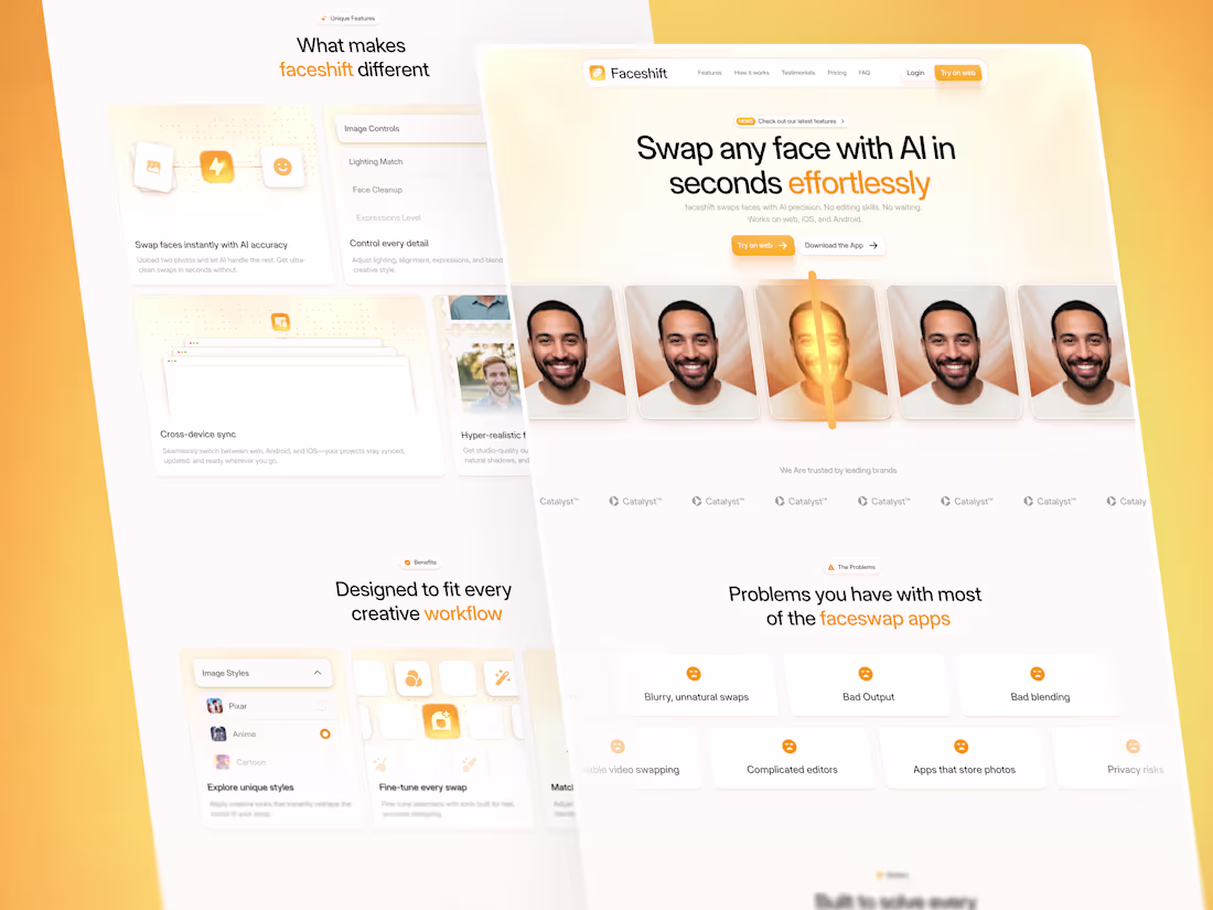 Cover image for Faceshift Landing Page Design