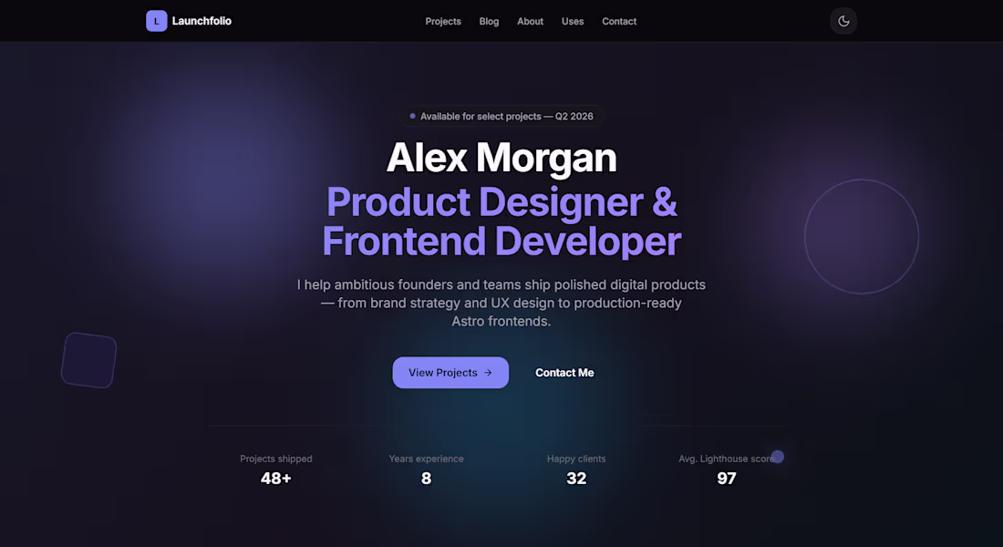Cover image for Building Launchfolio — a premium Astro 6