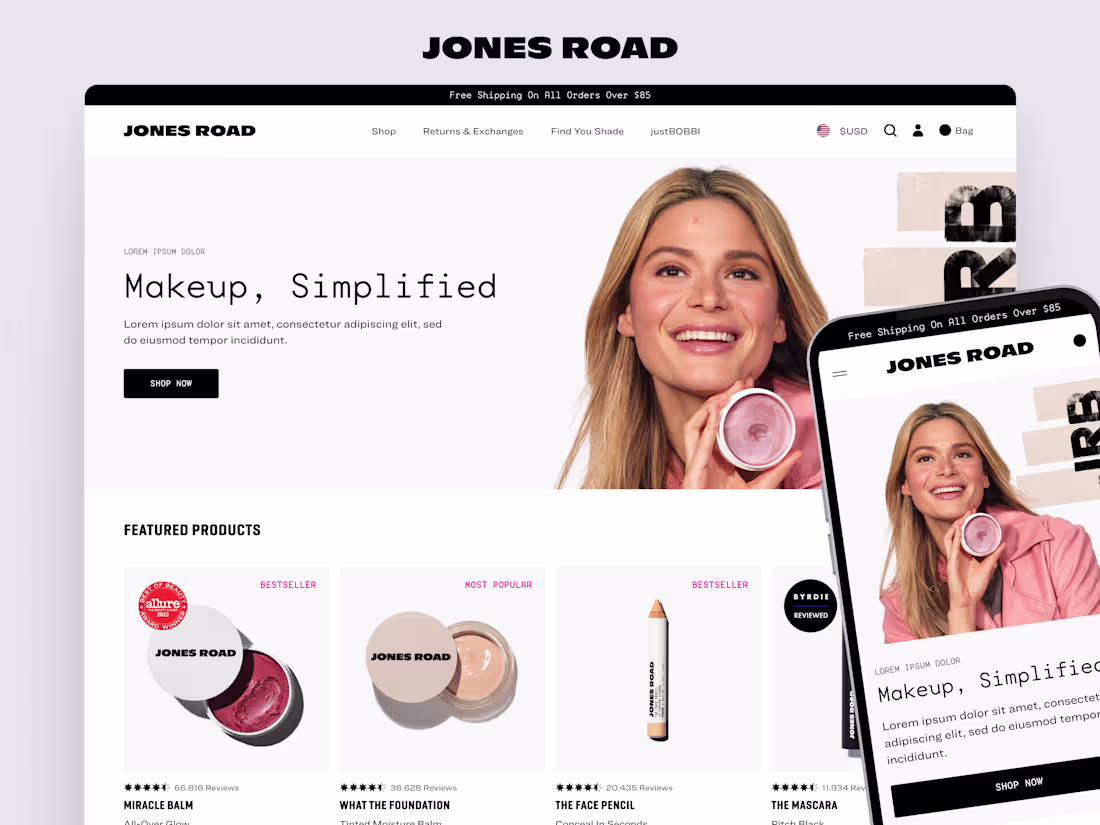 Cover image for Jones Road Beauty Homepage Redesign
