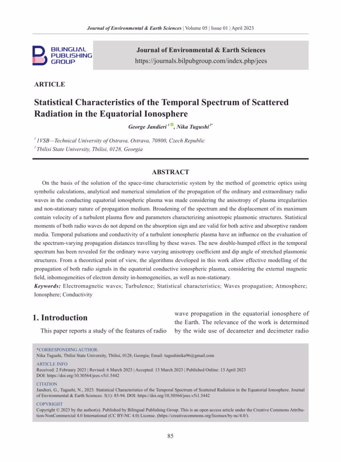 Cover image for Statistical Characteristics of the Temporal Spectrum of Scatter…