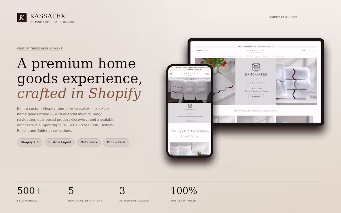 Cover image for Expert Shopify Developer for Kassatex Home Goods Store