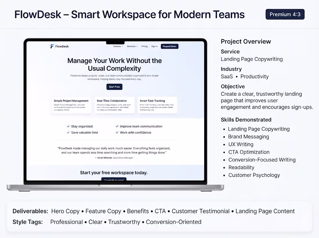 Cover image for A landing page copy sample