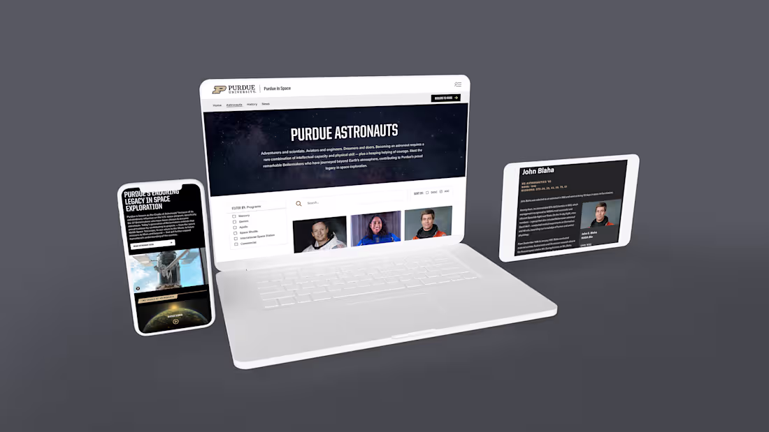 Cover image for Purdue University "Purdue in Space" Website