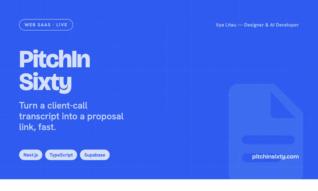Cover image for PitchInSixty — a live web