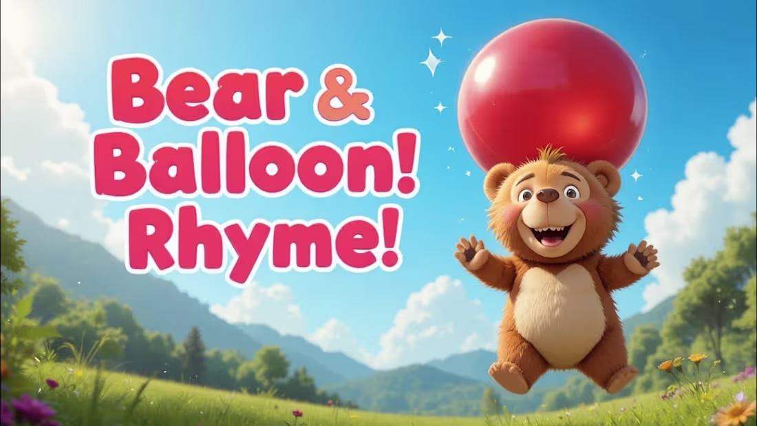 Cover image for Funny Bear and Balloon Adventure Rhyme for Kids"