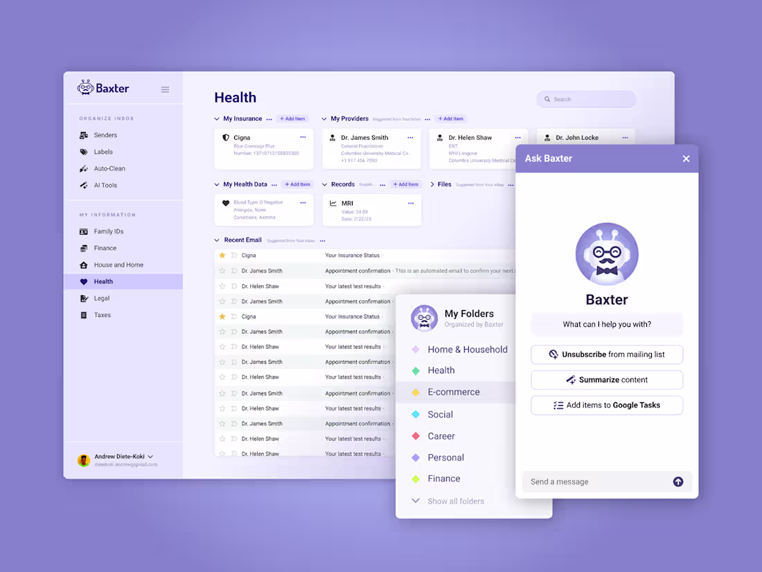Cover image for AI Email Organizer App UI and Landing Page