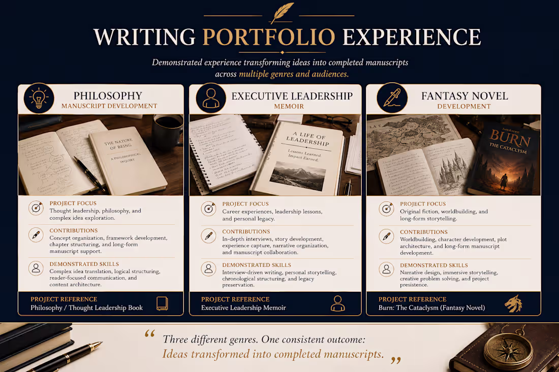 Cover image for Ghostwriting & Thought Leadership Development
Project