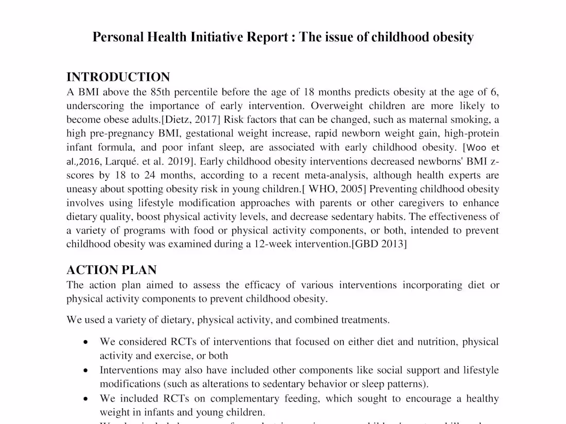 Cover image for The issue of childhood obesity : Personal Health Initiative Repo