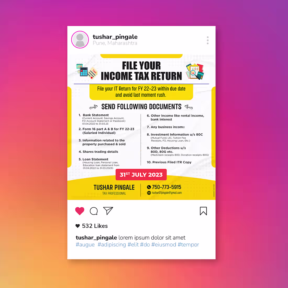 Cover image for Tax Agency - Social Media Design Concept :: Behance