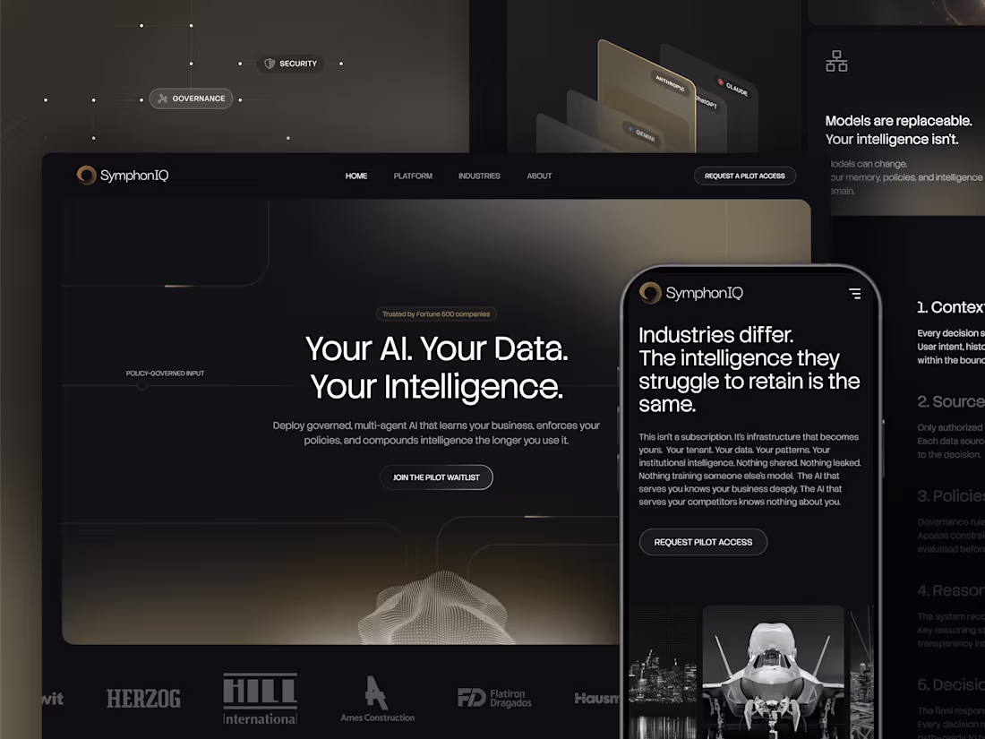Cover image for Branding & Web Design SymphonIQ Enterprise AI Platform  