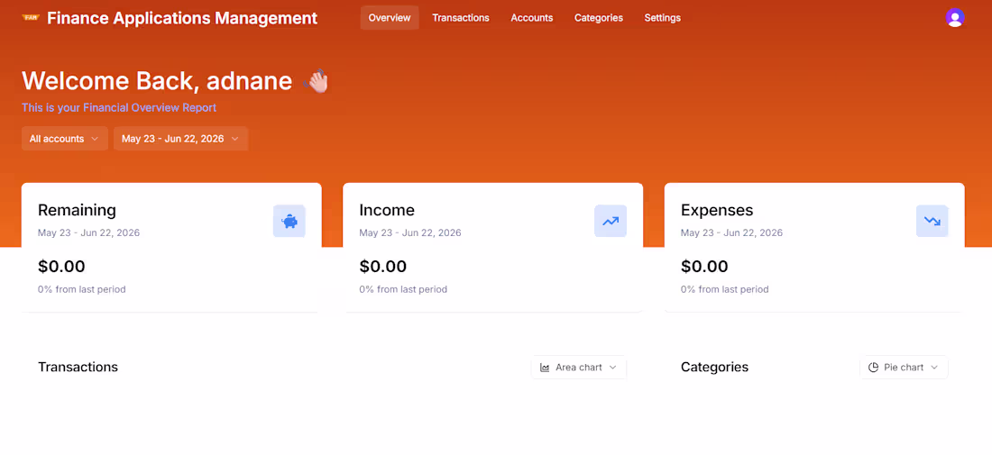 Cover image for Interface of Finance Applications Management